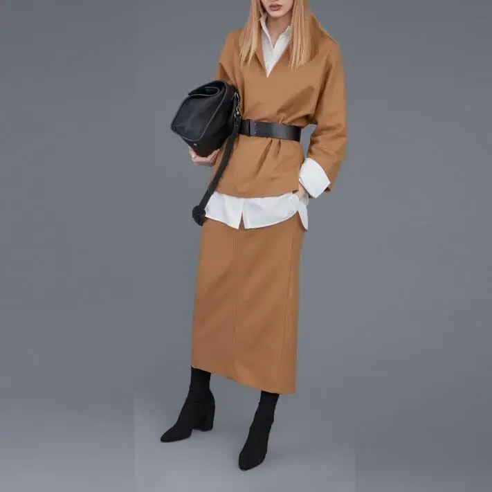 

High Quality Fall Winter Women's Sets Runway Casual White Shirt Tops+ Pencil Skirt 3 Pieces Suit Women's Set High End Clothing
