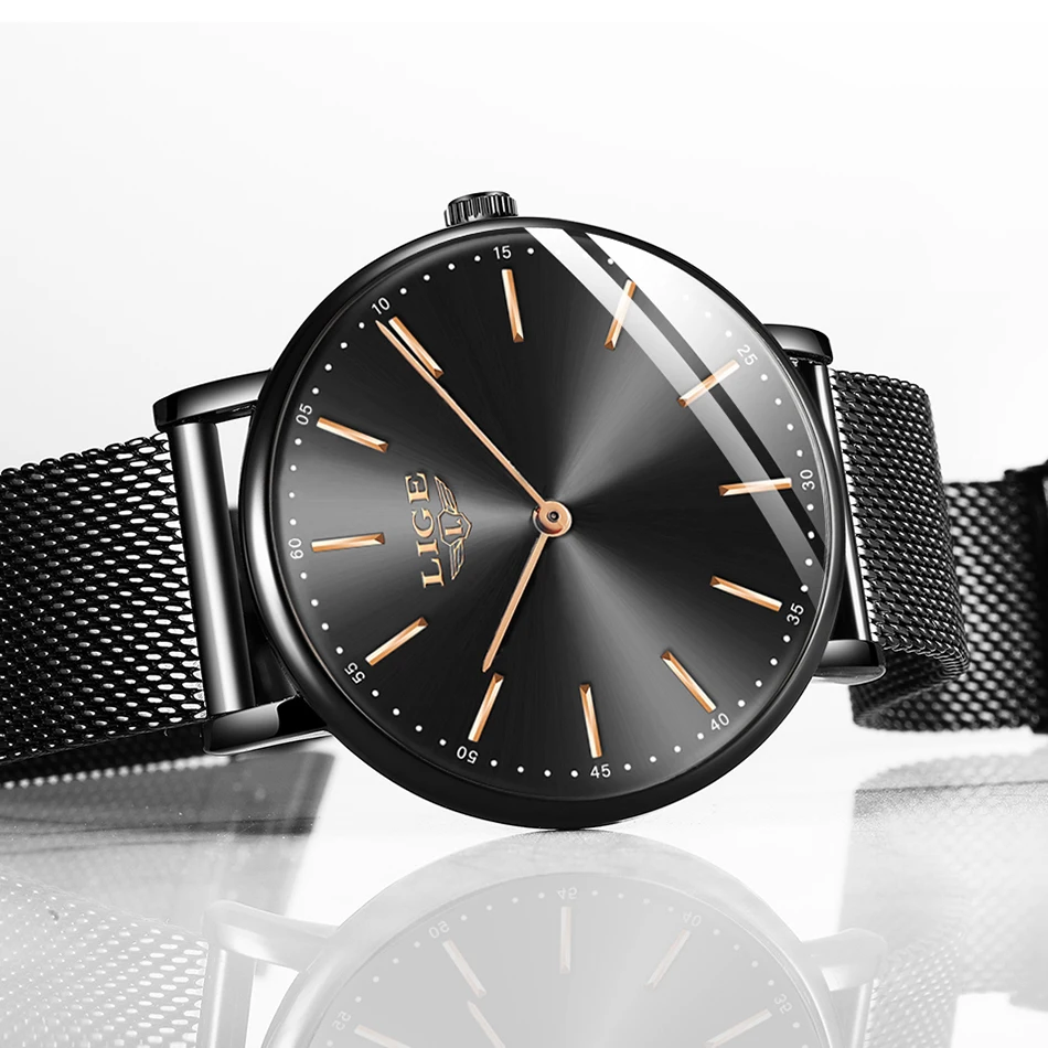 LIGE Brand Quartz Movement High Quality Waterproof Women Watch Stainless Steel Mesh Casual Ladies Top Watch Fashion Holiday Gift LIGE Brand Quartz Movement High Quality Waterproof Women Watch Stainless Steel Mesh Casual Ladies Top Watch Fashion Holiday Gift