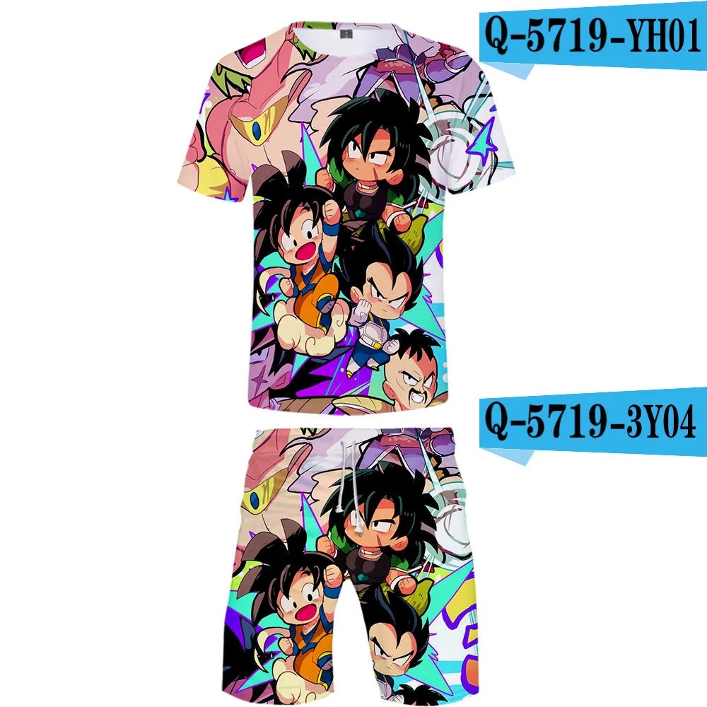 Лидер продаж, мужские футболки и шорты с принтом «Жемчуг дракона», летние комплекты для мужчин, 3D пляжные шорты с рисунком «Жемчуг дракона Гоку», детская одежда - Цвет: 3D Suit