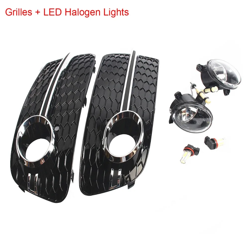 

Front Left Right Bumper Lower Fog Light LED Halogen Lamp Honeycomb Grilles Frame Cover For AUDI Q5 8R 2013-2017 Standard Version