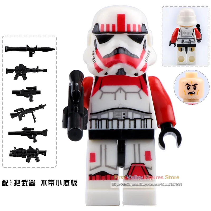 

DR.TONG 1PC Star Wars Red Clone Soldiers Building Blocks Imperial Army Military Model Bricks Children Toys AX08