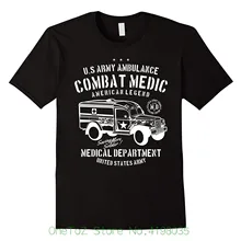 Vintage ejército ambulancia combate departamento médico camiseta algodón clásico hombres cuello redondo manga corta