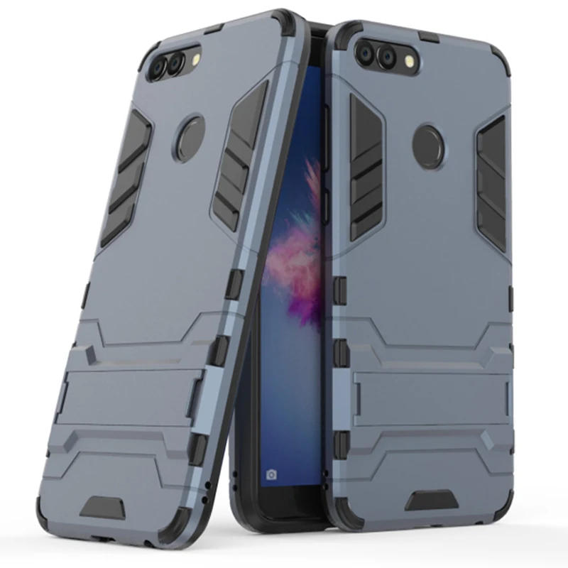 

Cover Case for Huawei P Smart FIG-LX1 Shockproof Rubber Robot Armor Holder Phone Case P Smart 2019 Psmart