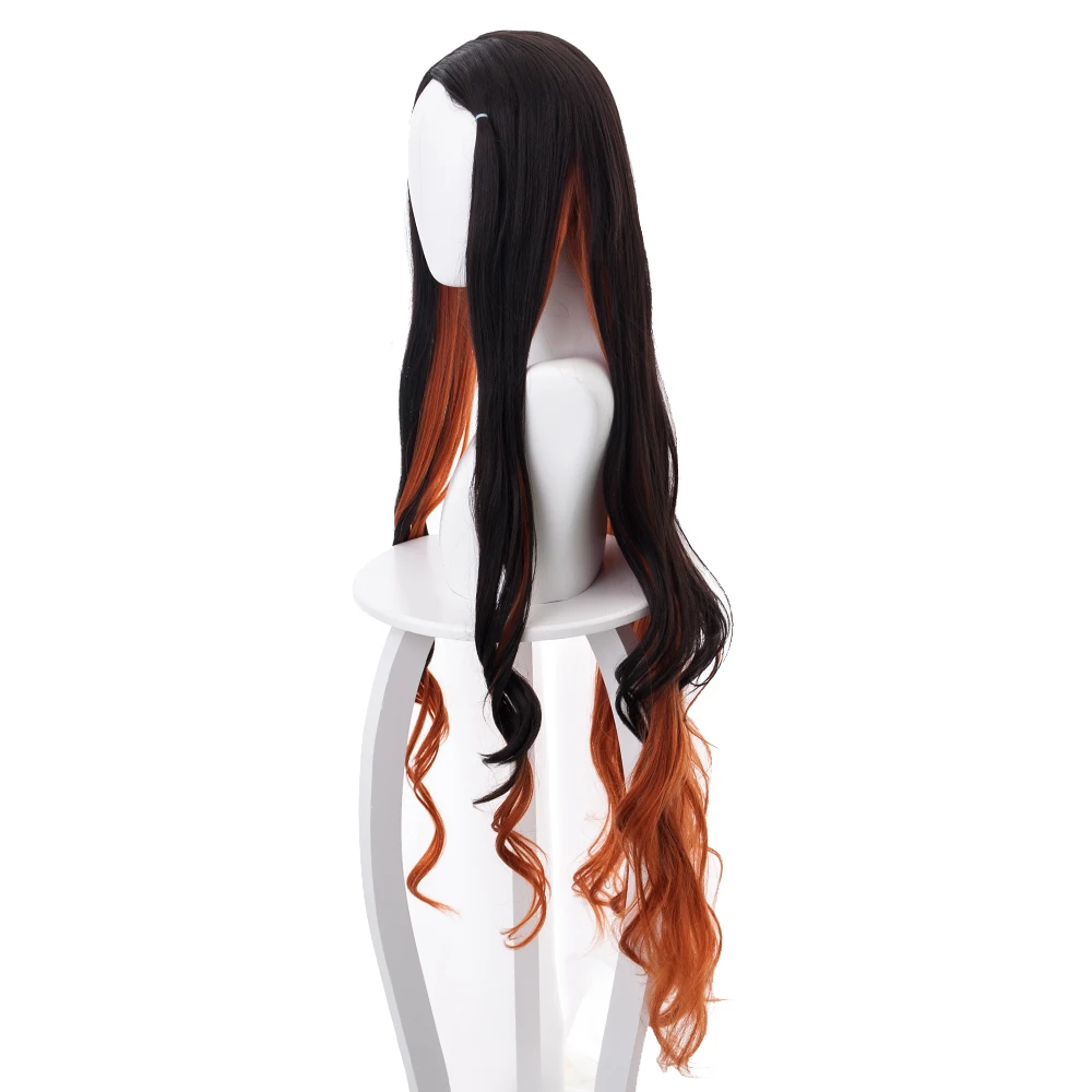 Demon Slayer Kimetsu no Yaiba парик Kamado Nezuko 120 см длинные вьющиеся волосы Смешанные черные