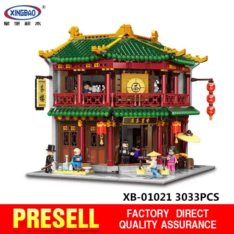 

XINGBAO 01021 New Toys 3033Pcs Chinese Building Series The Toon Tea House Set Building Blocks Bricks Kids Toys Birthday Gifts