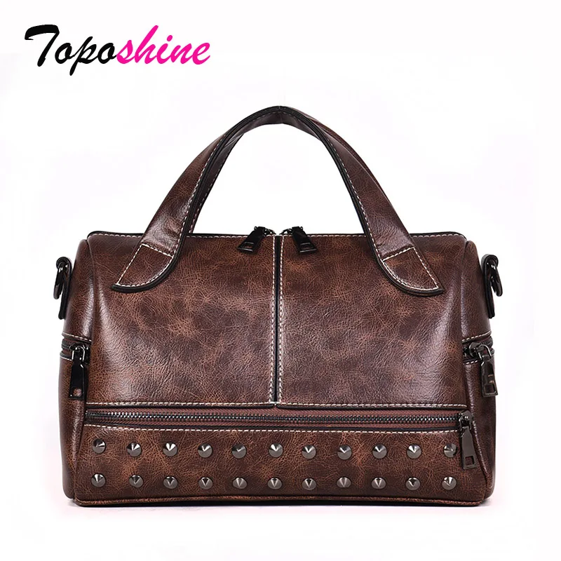 

Toposhine Personality Retro Rivet Ladies Handbag New Fashion High Quality Large Capacity Casual Wild Shoulder Messenger Bag