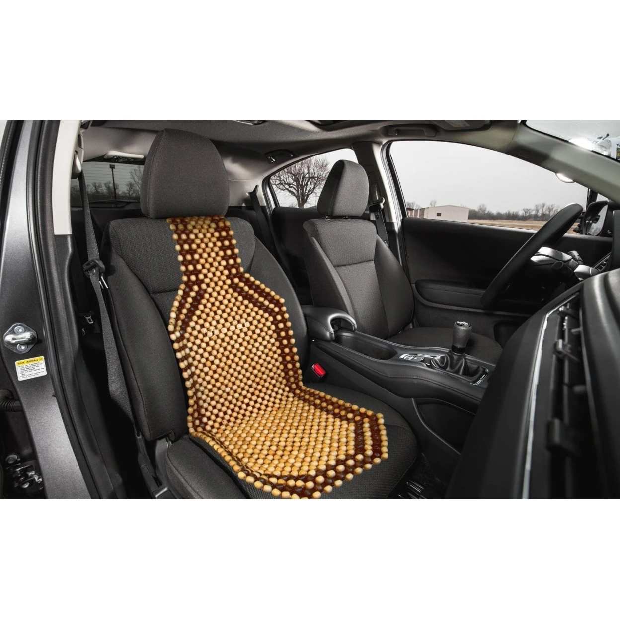 Zone Tech Wooden Beaded Car Chair Seat Cushion Massage Massaging Cover Natural (1)
