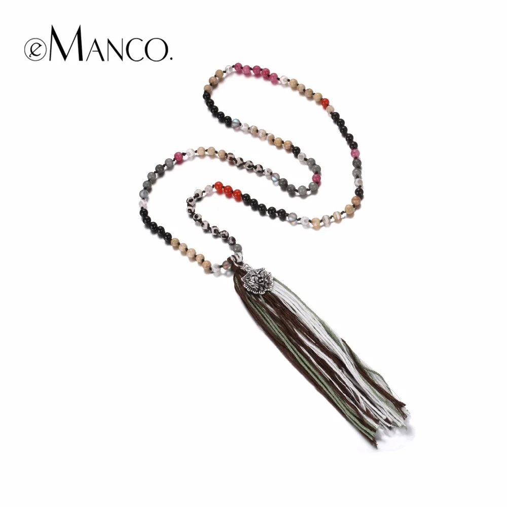 

eManco Ethnic Style Charms Long Tassel Necklace & Pendants for Women Multicolor Semi-Precious Stones Fashion Jewelry