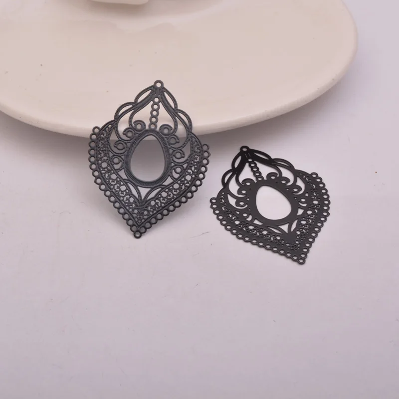 30 шт. AB5416 30*40 мм ожерелье форма ювелирные изделия Подвески Filigrane Feuille bijoux Эмаль кулон ювелирные изделия серьги - Окраска металла: Black