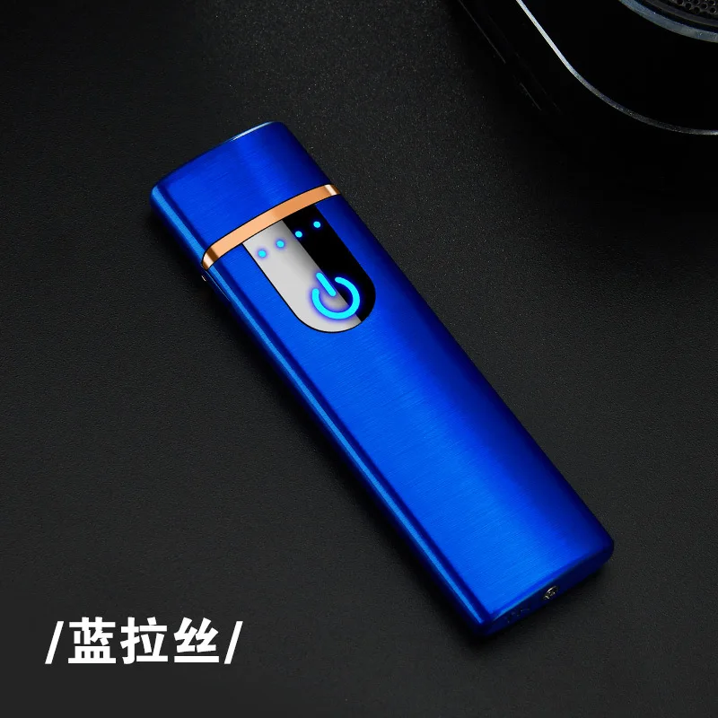 Мини сенсорный датчик Зажигалка Перезаряжаемый USB дуплексный прикуриватель - Цвет: Синий