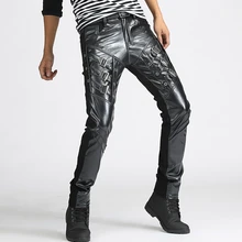 27-36 осень новые мужские узкие кожаные штаны черный шить Тонкий прилив Корея пу кожа мотоцикл брюки костюмы брюки