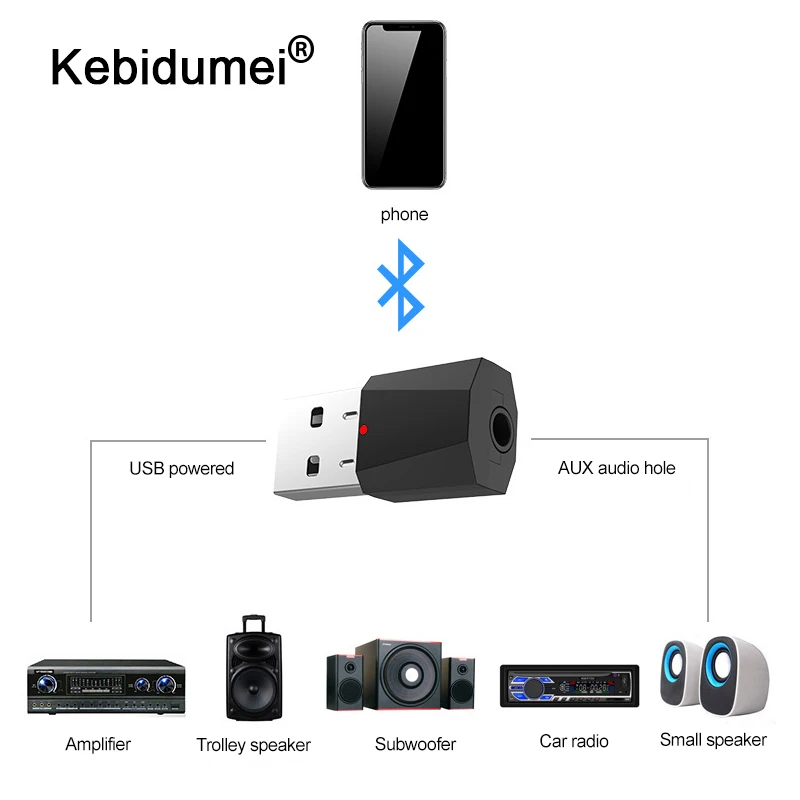Kebidumei беспроводной USB Bluetooth V4.2 аудио музыкальный приемник адаптер bluetooth usb с 3 5 мм