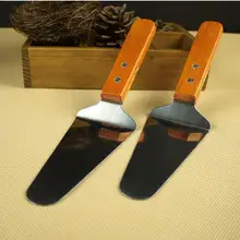 200 шт/партия деревянная ручка из нержавеющей стали лопатка для торта и пиццы сервер режущая лопатка подъемник