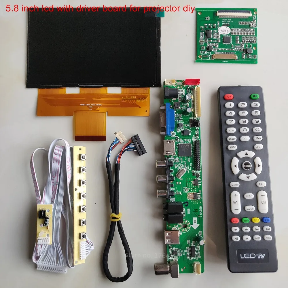 5,8 pulgadas 1280*768 pantalla lcd con 5 en 1 Placa de controlador DIY kit de proyector HD TV 16:9 pantalla kit de bricolaje soporte 1080p - 1