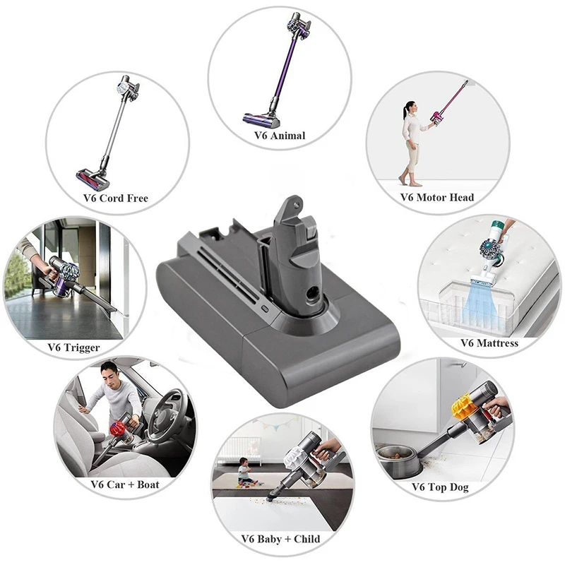 Аккумулятор для Dyson v6 3000 мАч 21 6 в литий ионный аккумулятор V6 DC58 DC59 DC61 DC62 SV09 SV07