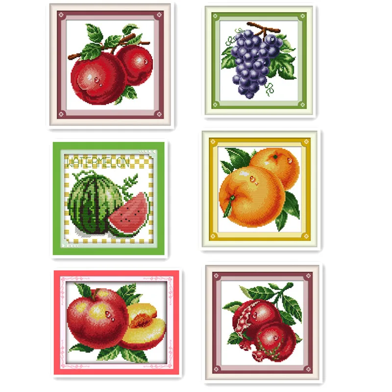 

NKF New Arrival DIY Needlework Set Embroidery Printed Cross Stitch Kits 11CT 14CT DMC Fruit Pattern Chinese Cross Stitch Kits