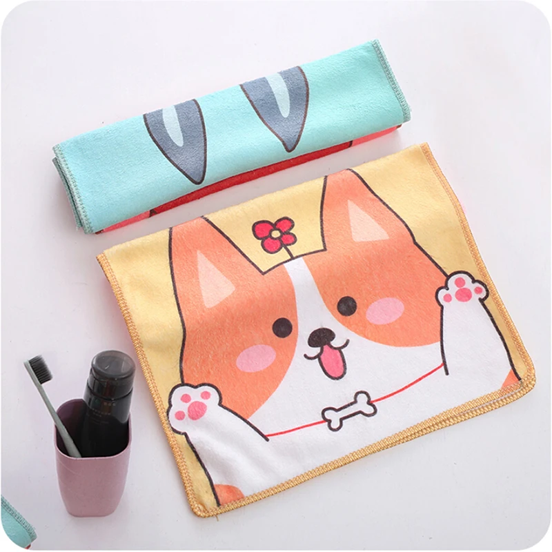 

Cute Cartoon Towel Face Absorbent Towel Home Textile Towel Small Animal Bath Shower Beach Towel Washcloth Swimwear Baby Towel