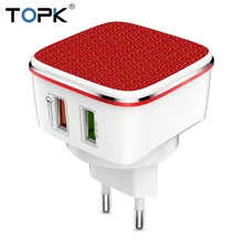 TOPK Fast USB Charger 21W Quick Charge 2.0 Mobile Phone Charger Auto-ID Dual USB Wall Charger Adapter For Samsung Xiaomi Huawei