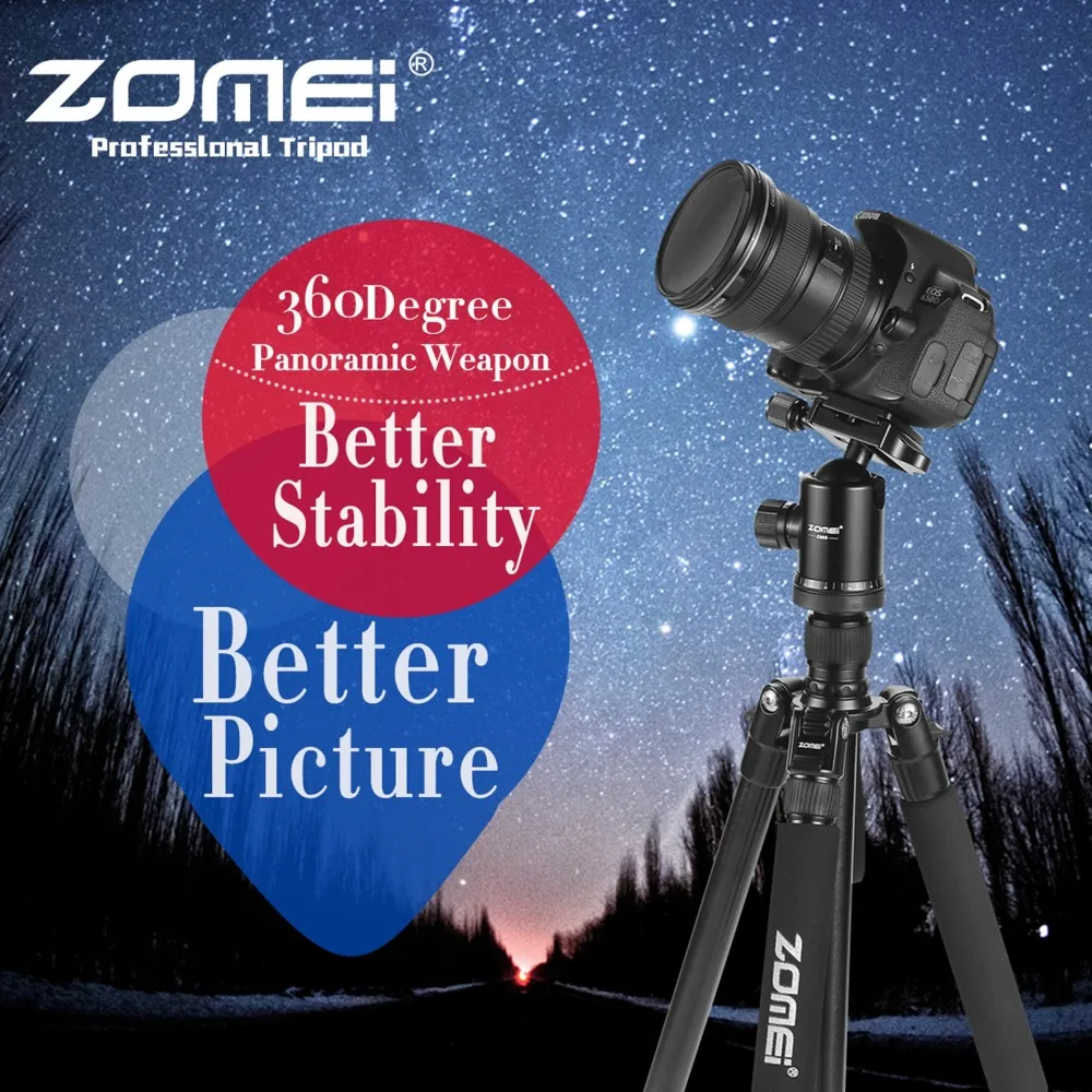 Тренога Zomei Z688, профессиональное фотографическое оборудование для путешествий, компактный алюминиевый сверхмощный штатив Монопод и Шаровая головка для цифровой камеры DSLR