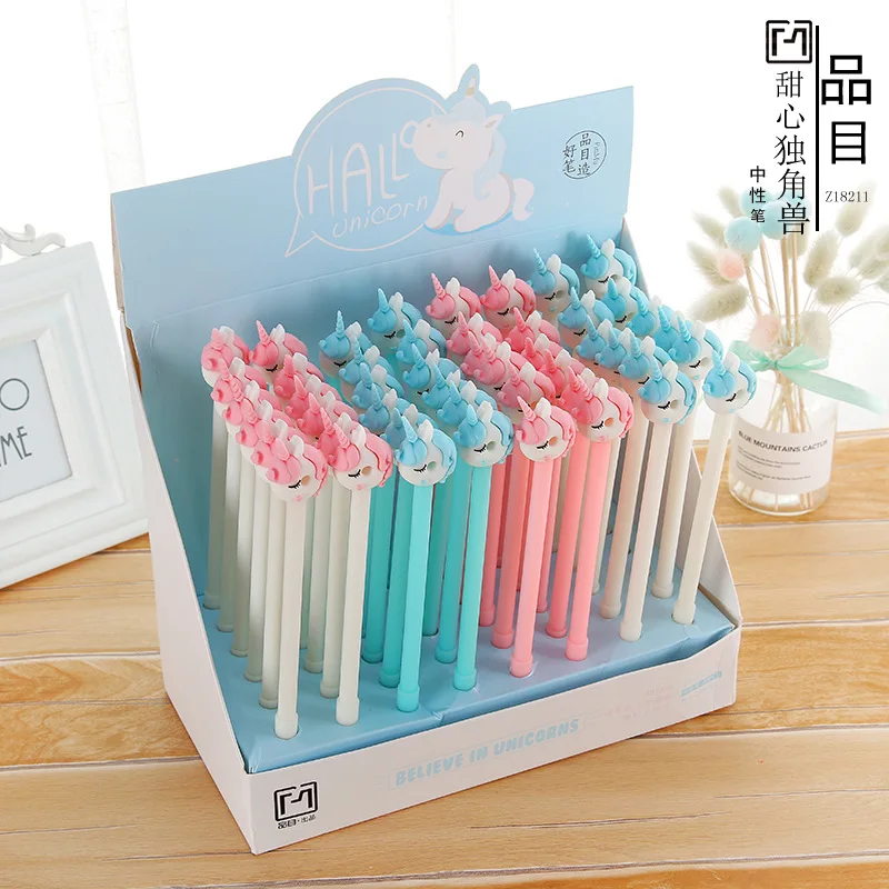 

48 pcs Gel Pens Sweetheart unicorn black colored gel-inkpens for writing Cute stationery office school supplies 0.5mm