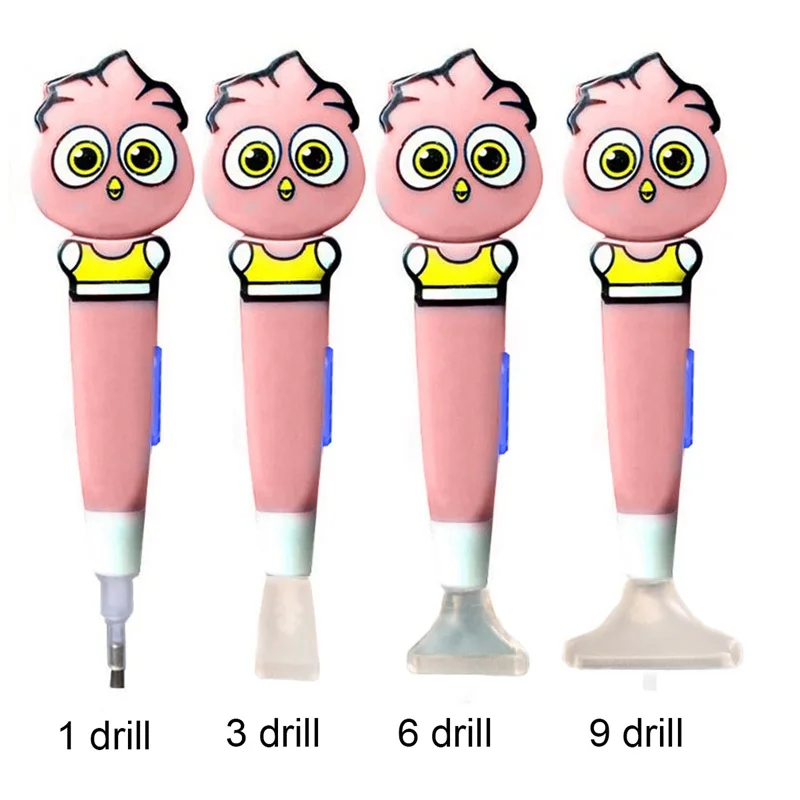 Светящаяся мультяшная буровая ручка Алмазная поделка картина из страз Вышивка крестом(сова) розовый 1 дрель