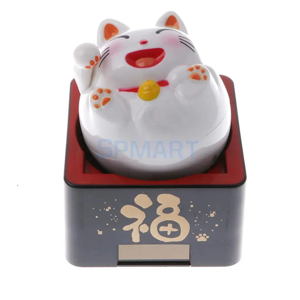 Solar Powered Bobbling Toy Shaking Head Waving Fortune Cat Monk Lion Home/Office/Car Ornament Auto Accessories