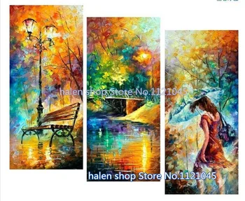 

3D Diamond embroidery Park scenery diamond cross stitch square diamond unfinish decorative Diy Diamond painting triptych AS076