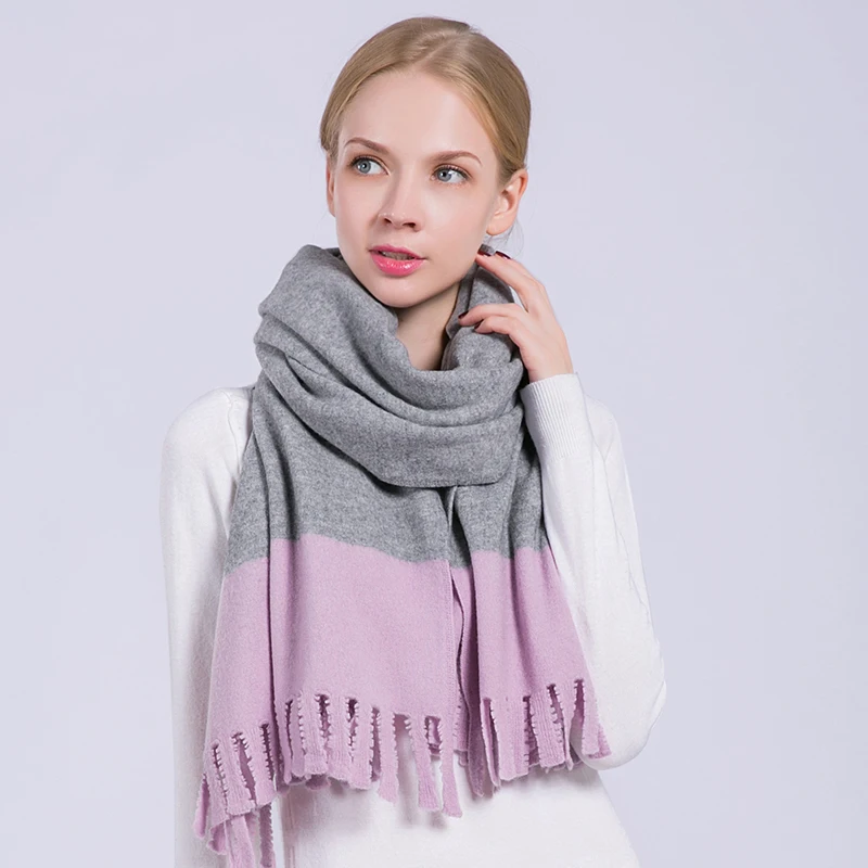 

100% Wool Scarf Autumn Winter For Women Luxury Shawls Wraps Warm Wool Scarves for Ladies Patchwork Colors Scarf Neckerchief