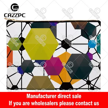 

Colorful Abstract Football Hexagon Geometry Canvas Pattern Print Cosmetic Bag Makeup Pouch Wristlet Hand Bag