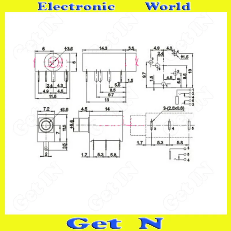 300pcs PJ 323M with Screw 3 5mm Earphone Headphone Socket 3 5 Auido Video Connector for MP3 MP4 Digital Product PJ 323M