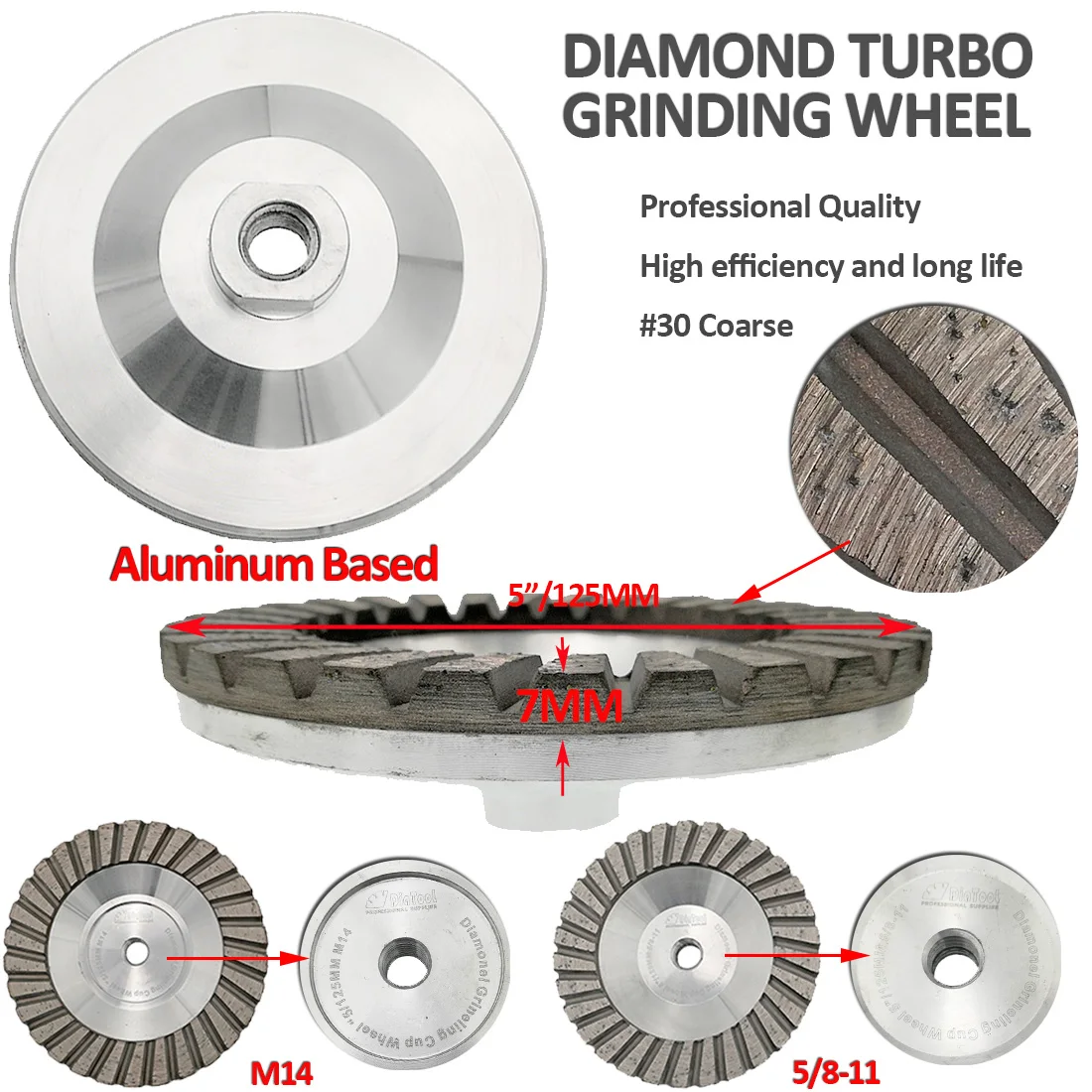 DIATOOL 2PK 5 дюймов 125 мм #30 Алюминий основе алмазных чашка 5/8-11 резьба шлифовального диски гранит бетона с бриллиантами прекрасно