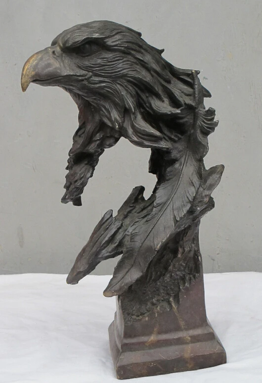 

S07176 13.5"Red Bronze Sculptural Art goshawk head statue Eagle's Head