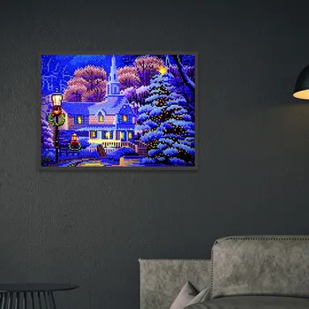 

5D DIY Diamond Painting LED Full Drill Diamond Painting Cartoon Castle Rhinestone Embroidery Cross Stitch Home Wall Decor