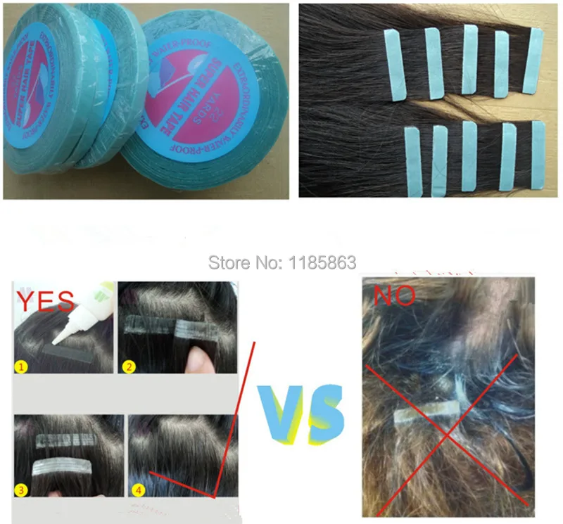 24 шт/1 лот 4 см* 0,8 см Высокое качество сильный двойной синий супер клейкие ленты для кожи уток pu инструменты для наращивания волос remy человеческие