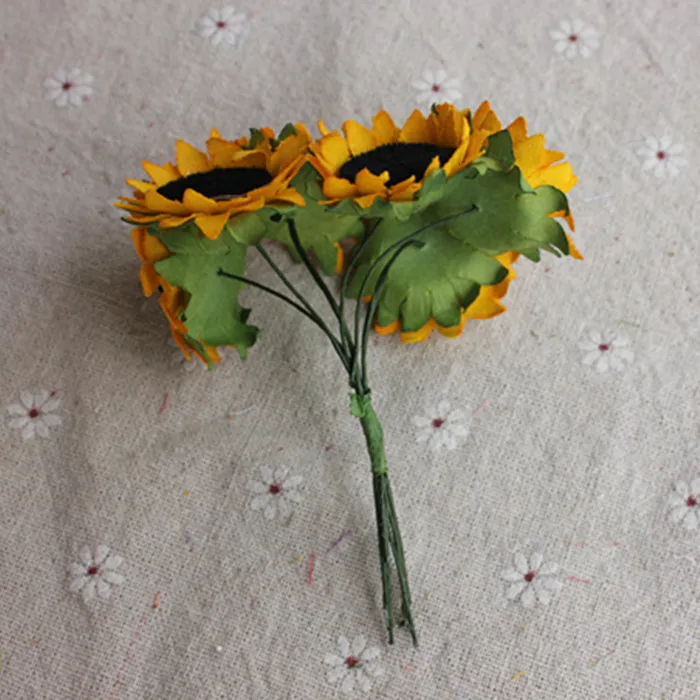 6 шт. искусственный цветок букеты милые маленькие подсолнухи шелковые цветы искусственные цветы 9 см
