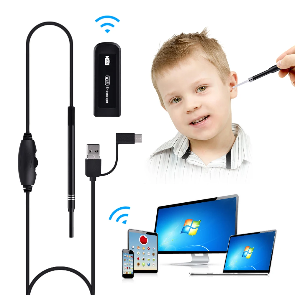 

Wifi Visual Ear Pick Otoscope Endoscopy Camera Scope Ear Wax Removal Tool Health Care Medical Products Earwax Cleaner