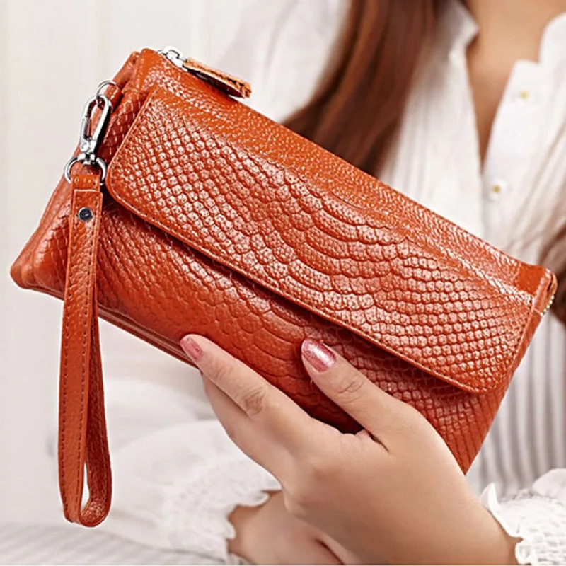 Женский клатч из натуральной коровьей кожи со змеиным принтом|fashion handbag|handbags
