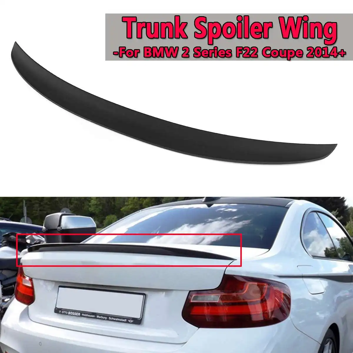 

ABS Plastic Black Rear Trunk Spoiler Wing For BMW 2 Series F22 For Coupe 2014+ Rear Wing Spoiler Rear Trunk Roof Wing 124cm