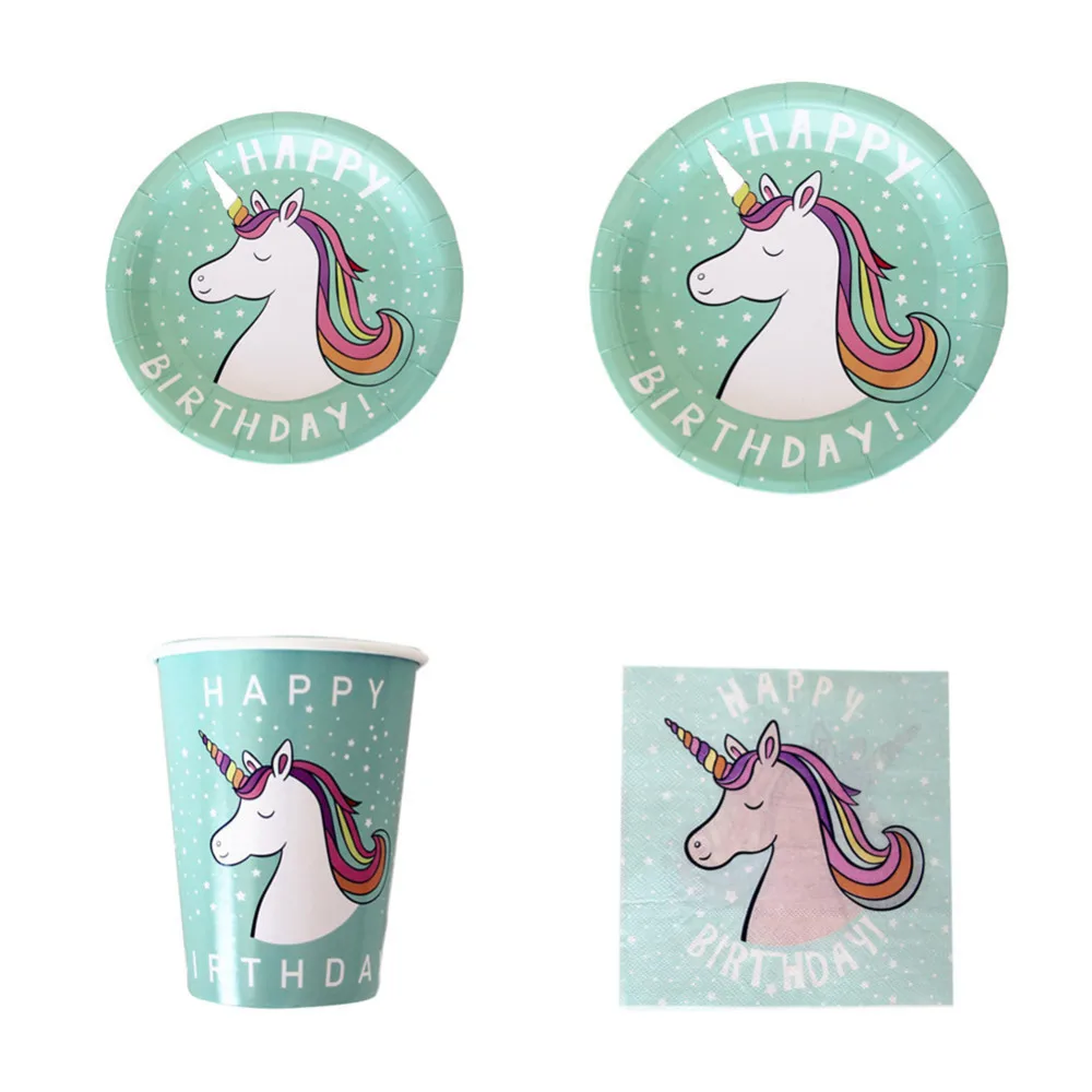 

Mint Green Paper Plates Cups Napkins Table Cover Wedding Birthday Unicorn Party Tableware Baby Shower Decor Kids Party Supplies