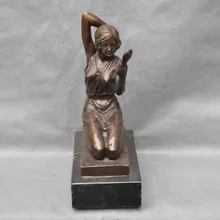 Xd 002287 11 Бронзовый Женщины Преклонять Колени Смотреть в Зеркало Искусство Скульптура Статуя