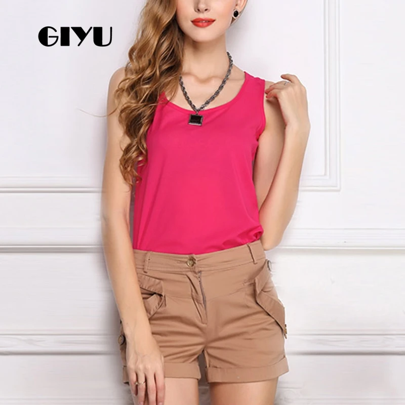 

GIYU Summer Casual Solid Tanks Women Sleeveless Tee Loose Basic Tops camiseta mujer 2019