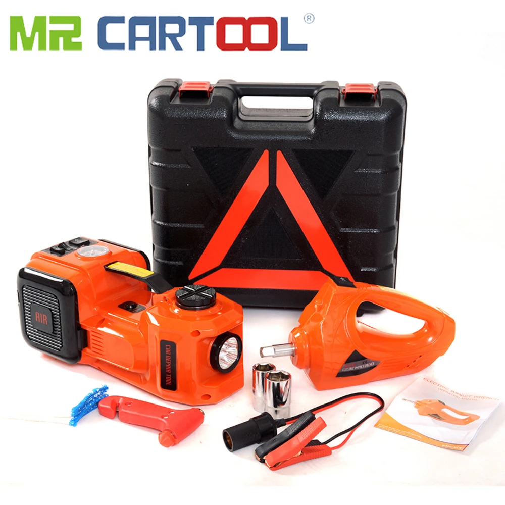 MR CARTOOL 3 in 1 5T Electric Hydraulic Jacks 12V DC Car Floor Jack with LED Light Disassembly Tool for Sedan Van Truck
