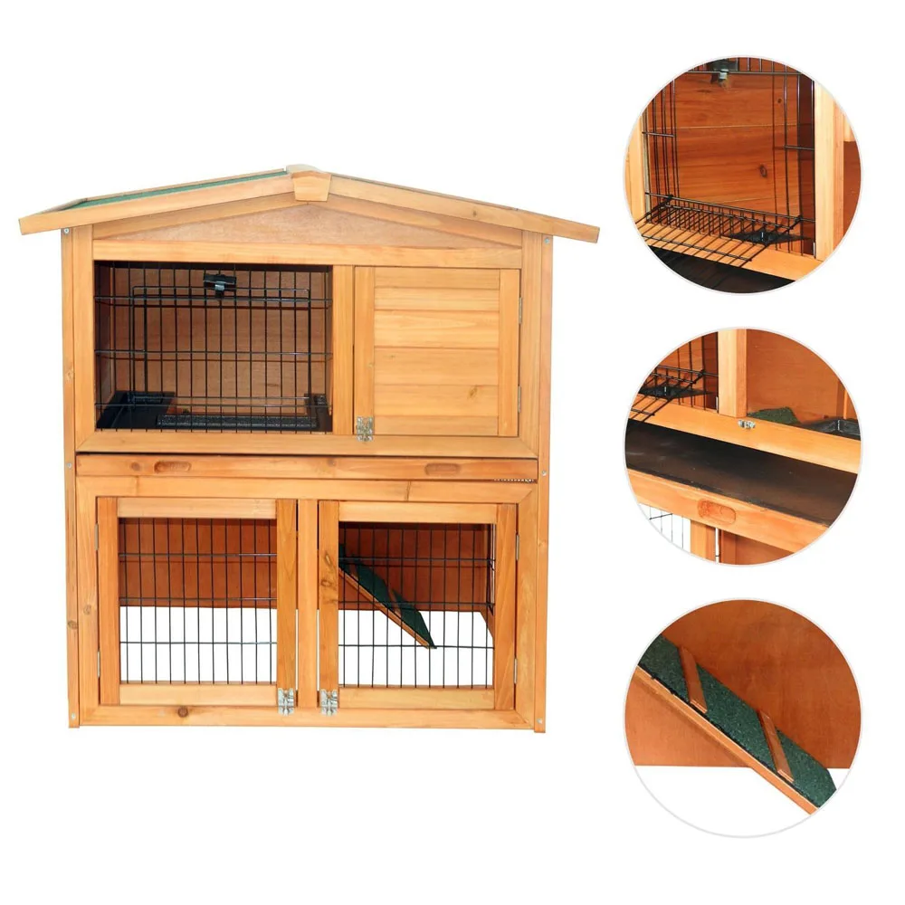 40" Waterproof Wooden Rabbit Hutch Buuny Cage A Frame Pet Cage Wood Small Animal House Outdoor