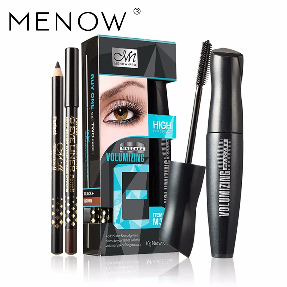 Menow 1 шт. Тушь для ресниц + два Eyelinr продлить ресницы Керлинг Толстые Lasting Удлиняющая Водонепроницаемый Lasting Eye набор косметики M303