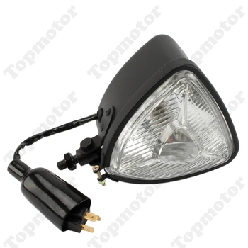 

Motorbike Accessories Black Clear Triangle Retro Vintage H4 HeadLight For Harley Bobber Chopper SX650 Old School Cafe Racer