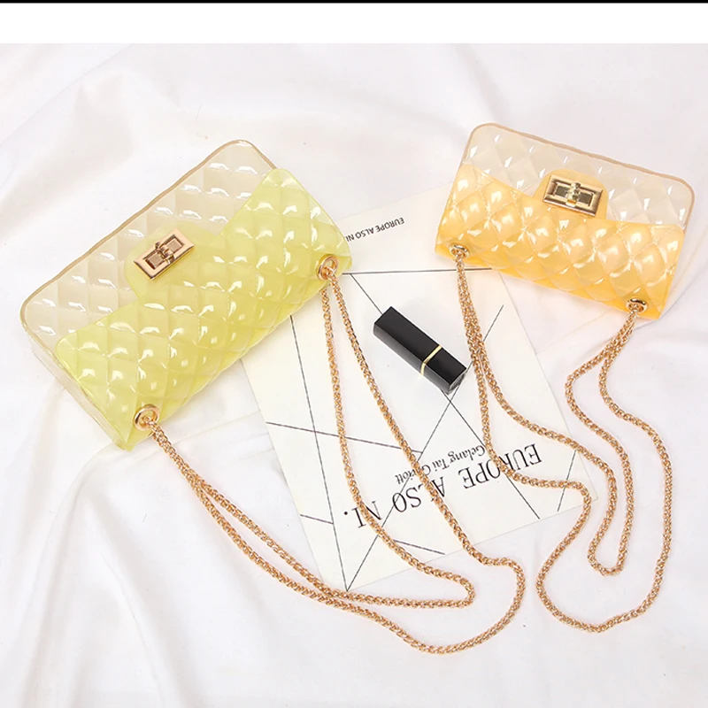 Clear Colorful Transparent jelly Bag Gradient Candy Color Crossbody Bags Designed Ladies Shoulder Chain Messenger Bag