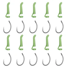 Набор рыболовных крючков для ловли карпа из 20 штук, 10 крючков, d-образная установка для выравнивания волос и 10 рыболовных крючков