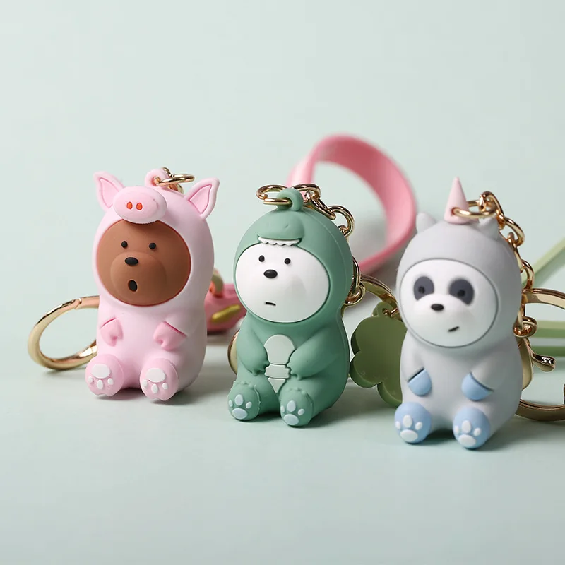

We bare bears lovely Doll Keychain Figures Toy Grizzly Panda Ice Bear Cosplay Keyring Charms for Women Bag Pendant Accessories