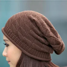 High Elastic Hot Cakes Women Fashion Caps Warm Autumn Winter Knitted Hats Women Triangle Diamond Lattice
