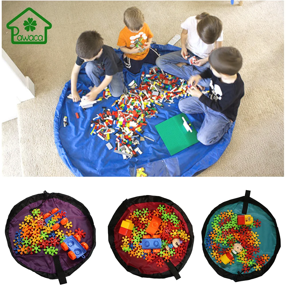 1Pcs Portable Nylon Kids Toy Storage Bag Play Mat for Lego Toys Block